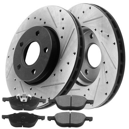 Motorbymotor MotorbyMotor Front 278mm Drilled & Slotted Brake Rotor & Brake Pad kit 12061100&D1044(6Pack) BRF12061100BK-D1044